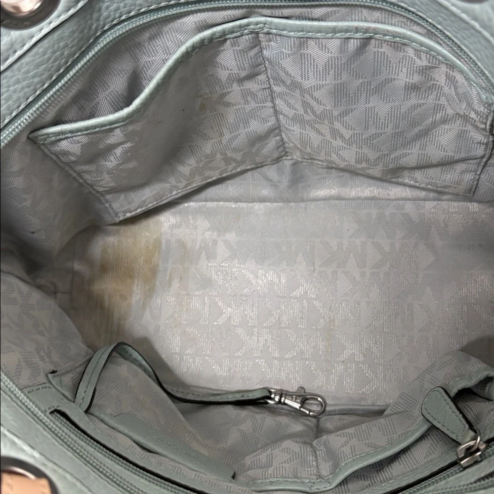 Michael Michael Kors Light Blue Double Handle Leather Tote Bag BLEMISH